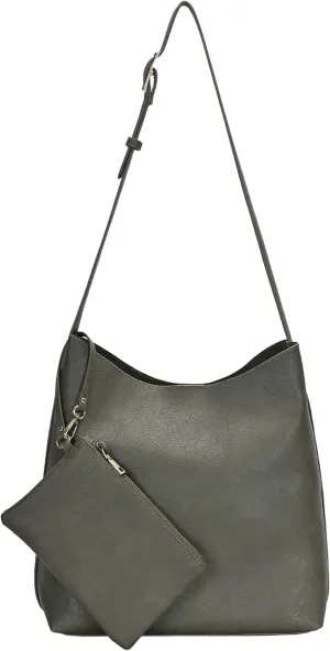 The Ophelia Hobo Shoulder Bag Purse for Women with Detachable Wristlet, Soft Distressed Vegan Leather