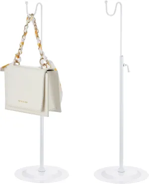 Therwen 2 Pcs Bag Display Stands Purse Display Stand Adjustable Height Handbag Holder for Home Boutique Store Counter Retail(White)