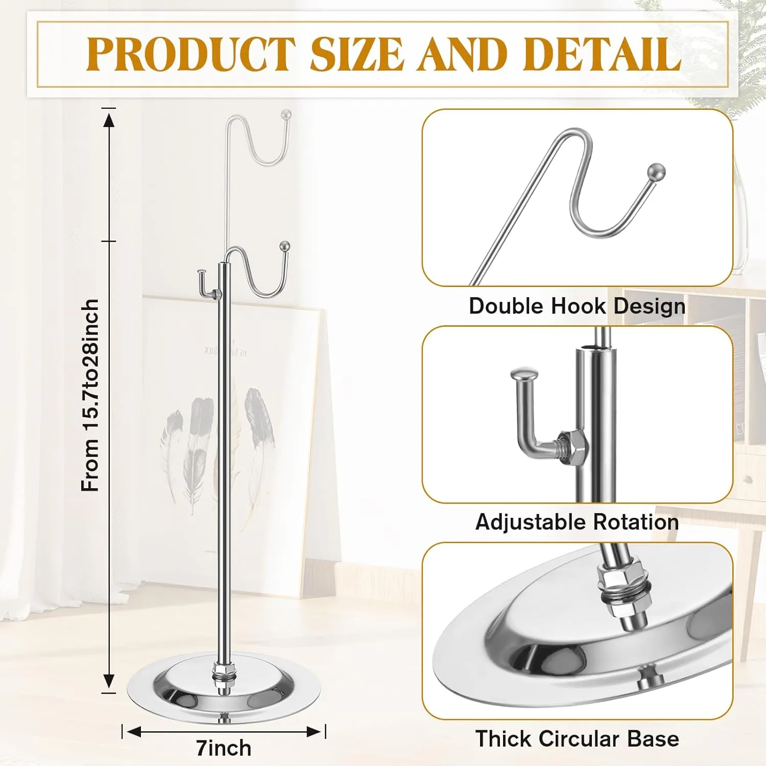 Therwen 6 Pcs Bag Display Stands Purse Display Stand Adjustable Height Handbag Holder for Home Boutique Store Counter Retail(Silver)