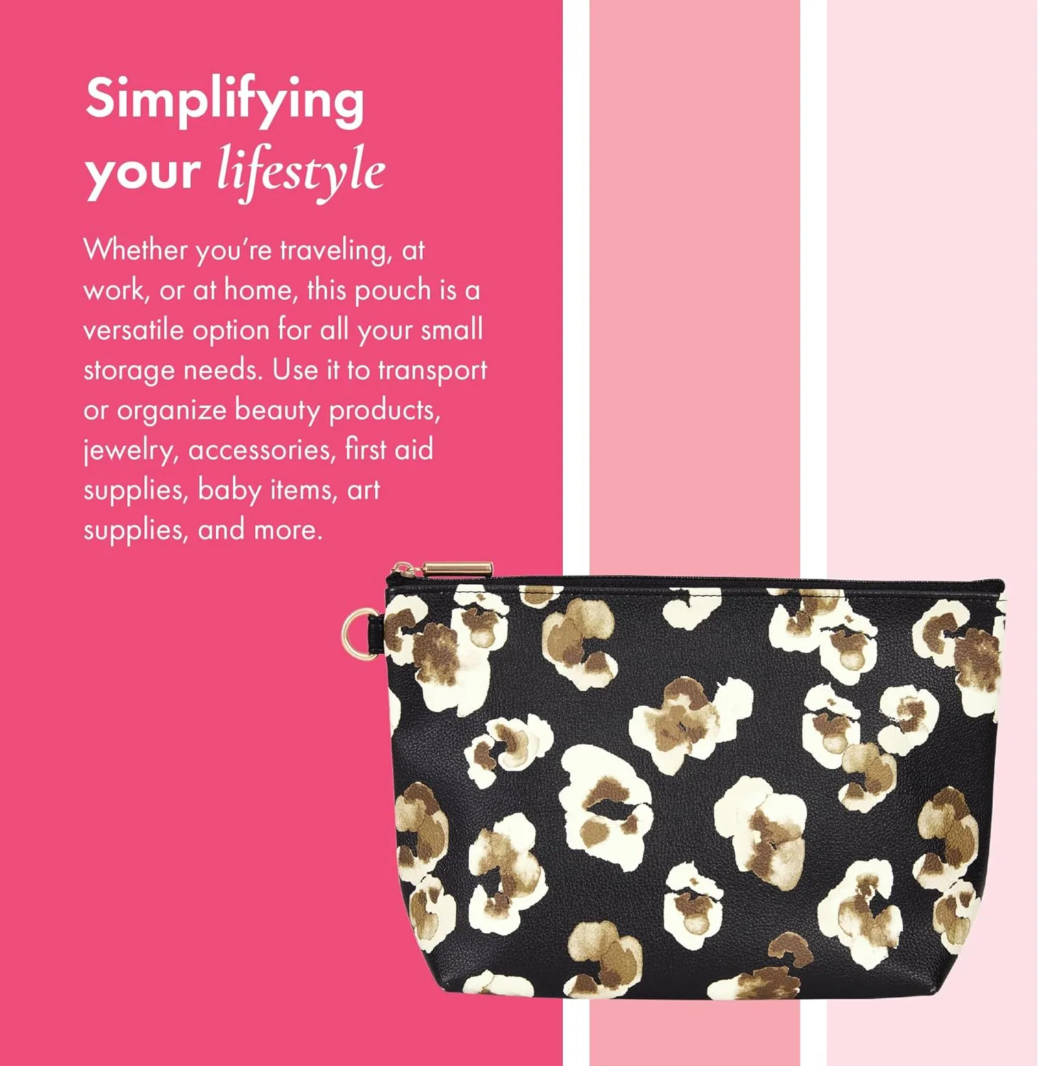 THIRTY-ONE Gifts Tapered Pouch, Zippered Pouch for Purse, Travel Bag, or House Organization, Autumn Bouquet