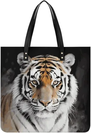 Tiger Large Leather Handbags Women Fashion Handbag Multifunctional Travel Bag It Is A Great Gift for Mothers, Teachers, Friends, Bridesmaids