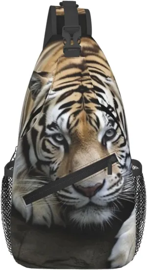 Tiger Lie On Rock Cross Chest Bag Diagonally Sling Bag for Men Women Crossbody Shoulder Bag Travel Hiking Daypack
