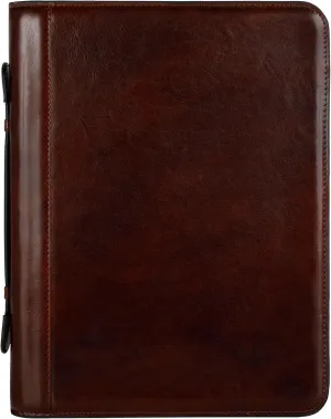 Time Resistance Leather Portfolio – Document Bag with Carry Handle – Tablet Size Case Made in Italy