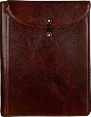 Time Resistance Leather Portolio - Full-Grain Leather Portfolio – Document Briefcase Made in Italy – Tablet size bag