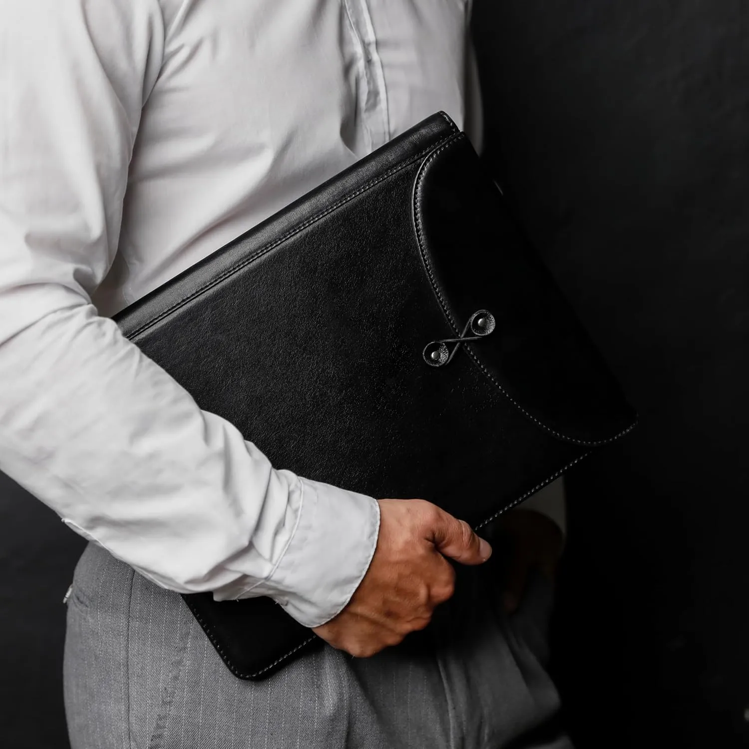 Time Resistance Leather Portolio - Full-Grain Leather Portfolio – Document Briefcase Made in Italy – Tablet size bag