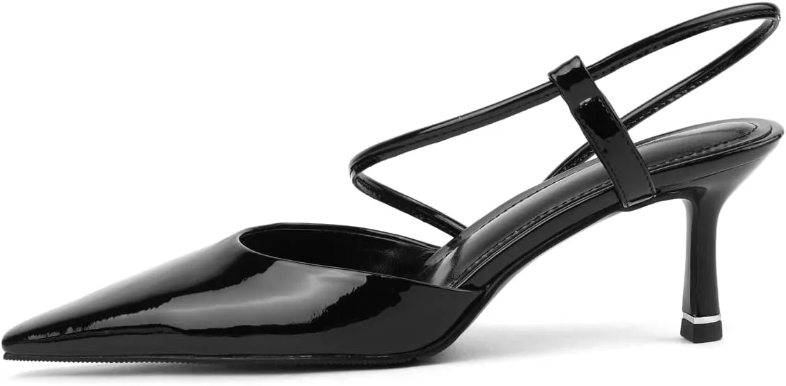 TinaCus Women's Handmade Glossy Patent Leather Pointy Toe Sling Back Stiletto Heel Sandals