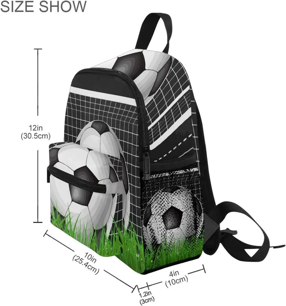 Toddler Backpack for Kindergarten Preschool Soccer Box On Green Grass Kids Bag