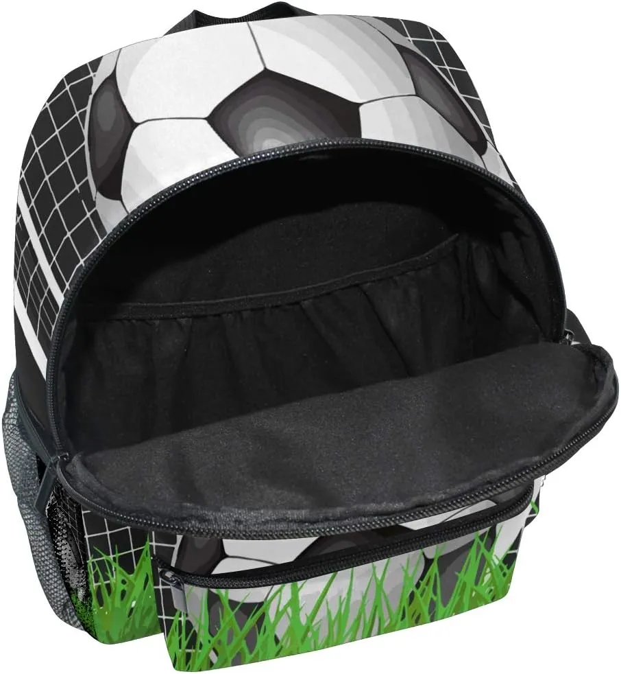 Toddler Backpack for Kindergarten Preschool Soccer Box On Green Grass Kids Bag