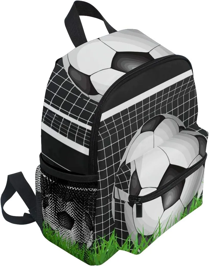 Toddler Backpack for Kindergarten Preschool Soccer Box On Green Grass Kids Bag
