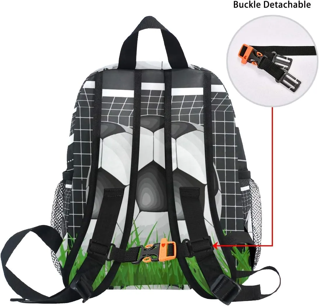 Toddler Backpack for Kindergarten Preschool Soccer Box On Green Grass Kids Bag