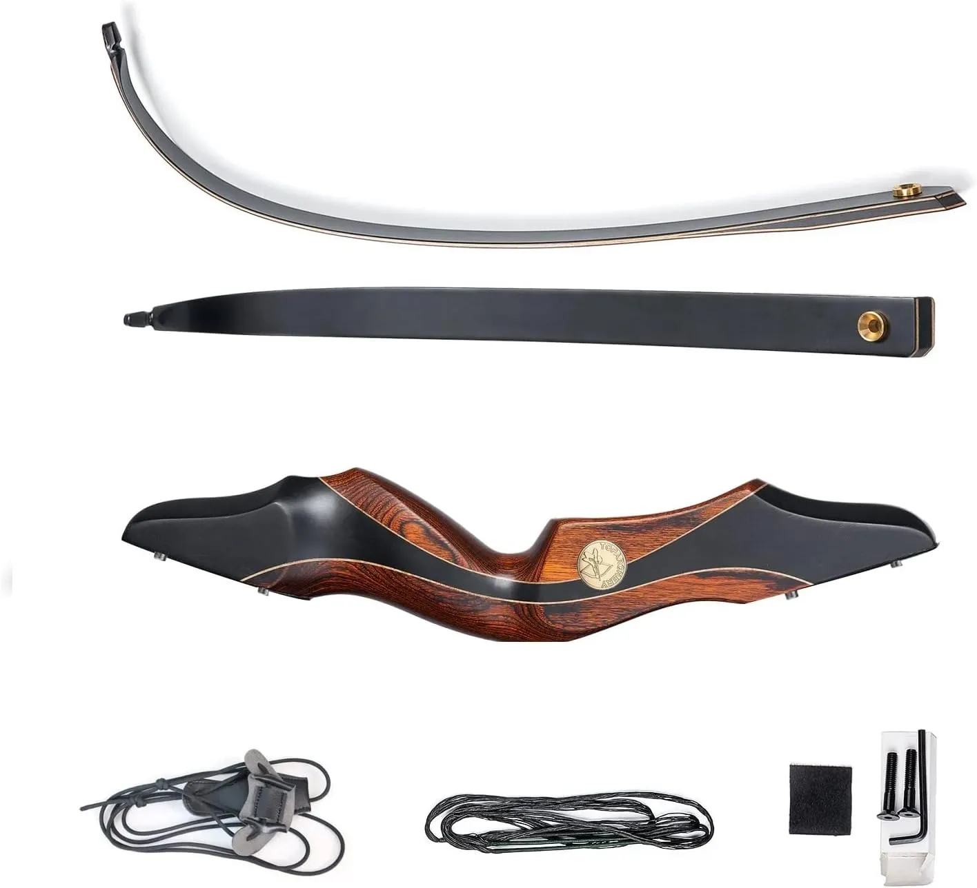TOPARCHERY Archery 60" Takedown Hunting Recurve Bow and Arrow Set for Adults Practice Competition Longbow Kit 30-50lbs with 6pcs Arrows Right Hand Black
