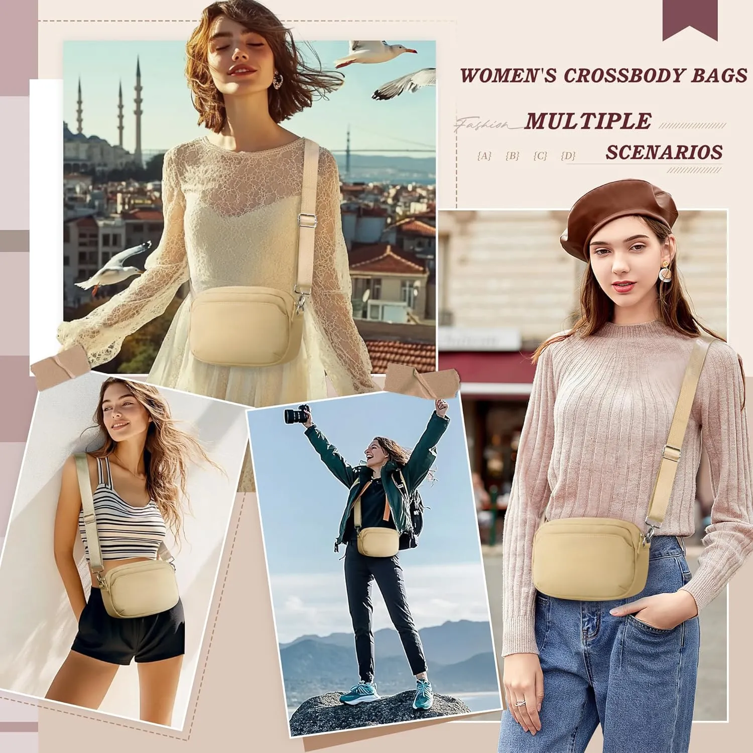TOPEAST Nylon Crossbody Bags for Women with Leather Card Holder - Mini Cross Body Purse with Adjustable Strap for Traveling