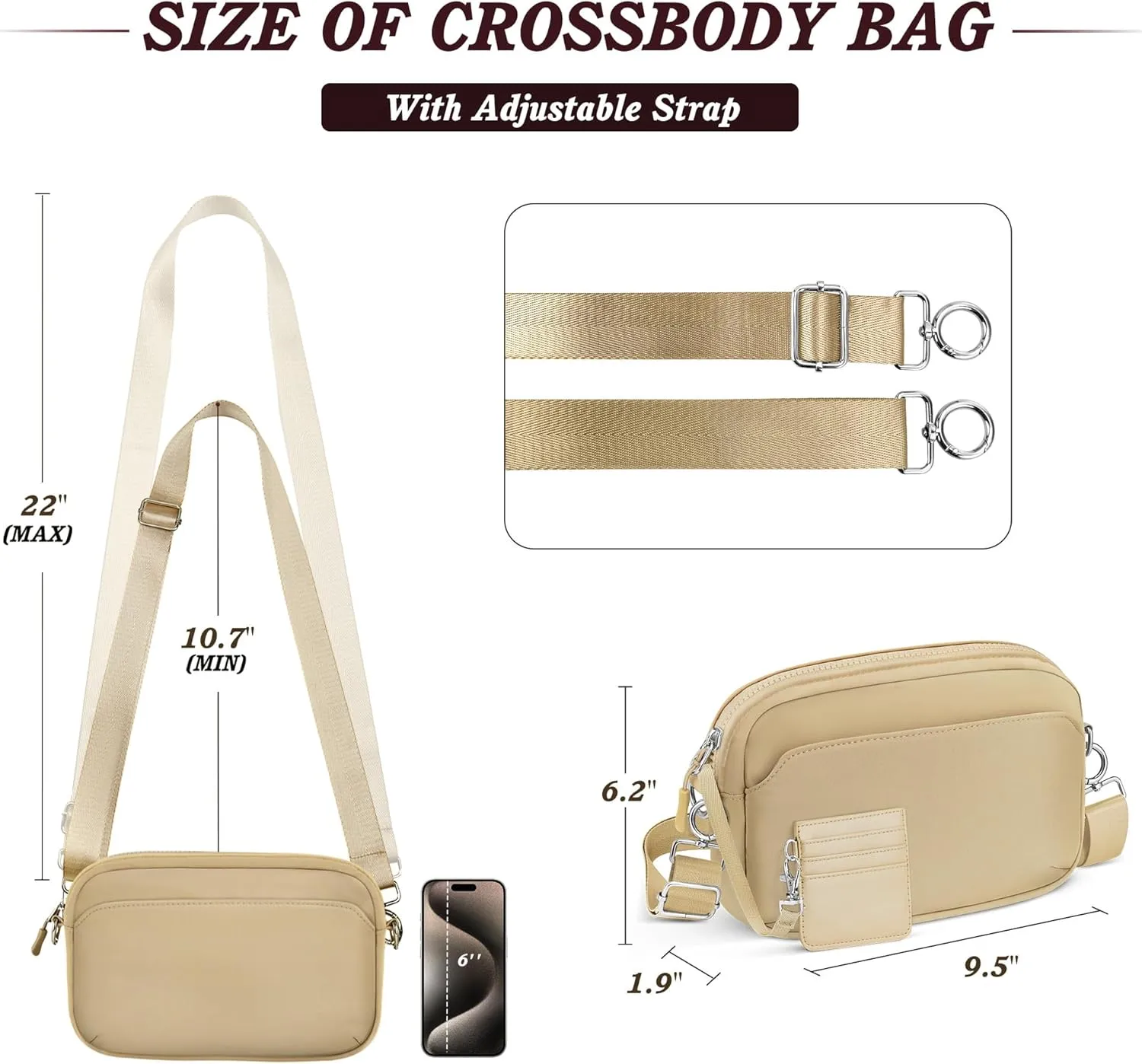 TOPEAST Nylon Crossbody Bags for Women with Leather Card Holder - Mini Cross Body Purse with Adjustable Strap for Traveling