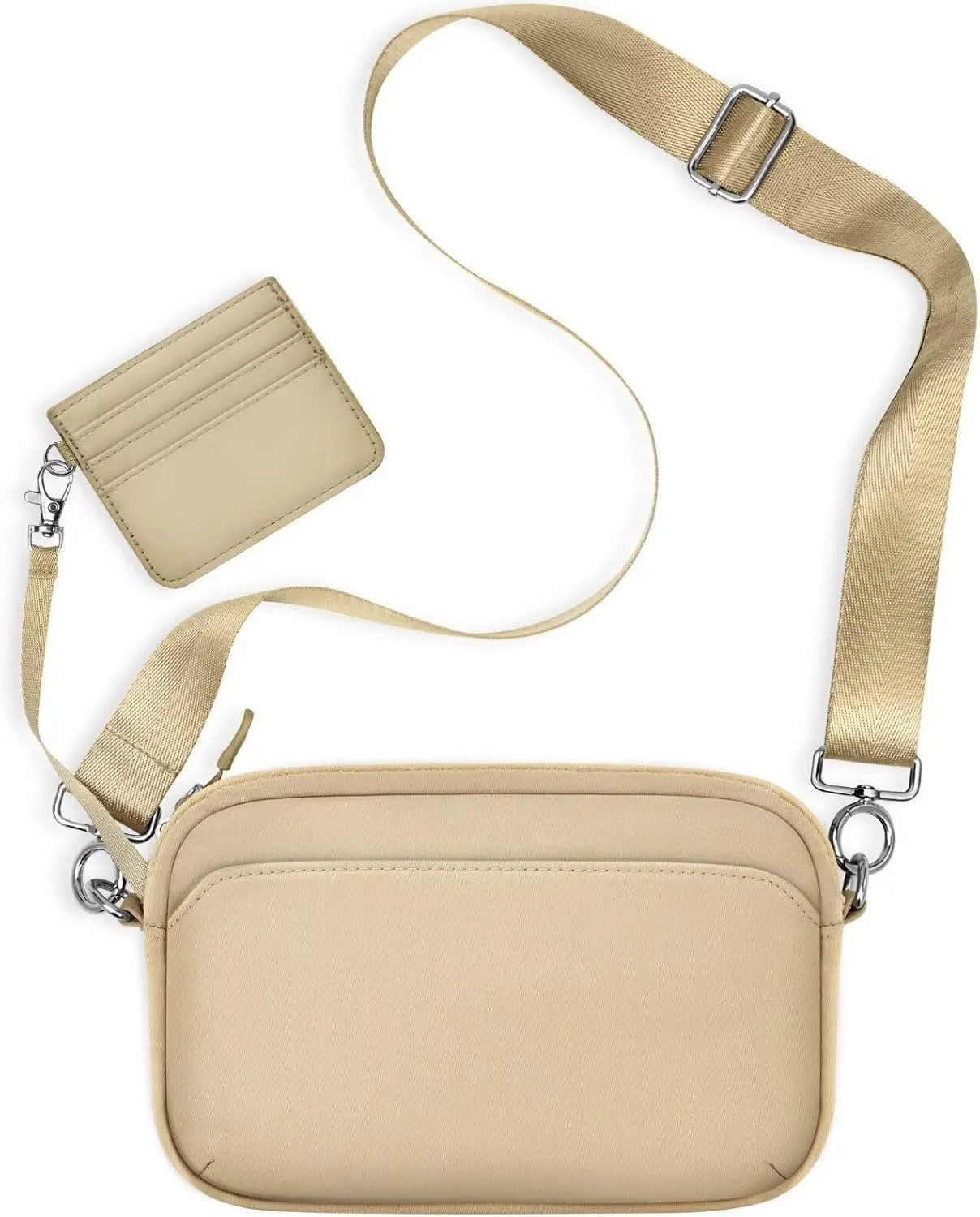 TOPEAST Nylon Crossbody Bags for Women with Leather Card Holder - Mini Cross Body Purse with Adjustable Strap for Traveling