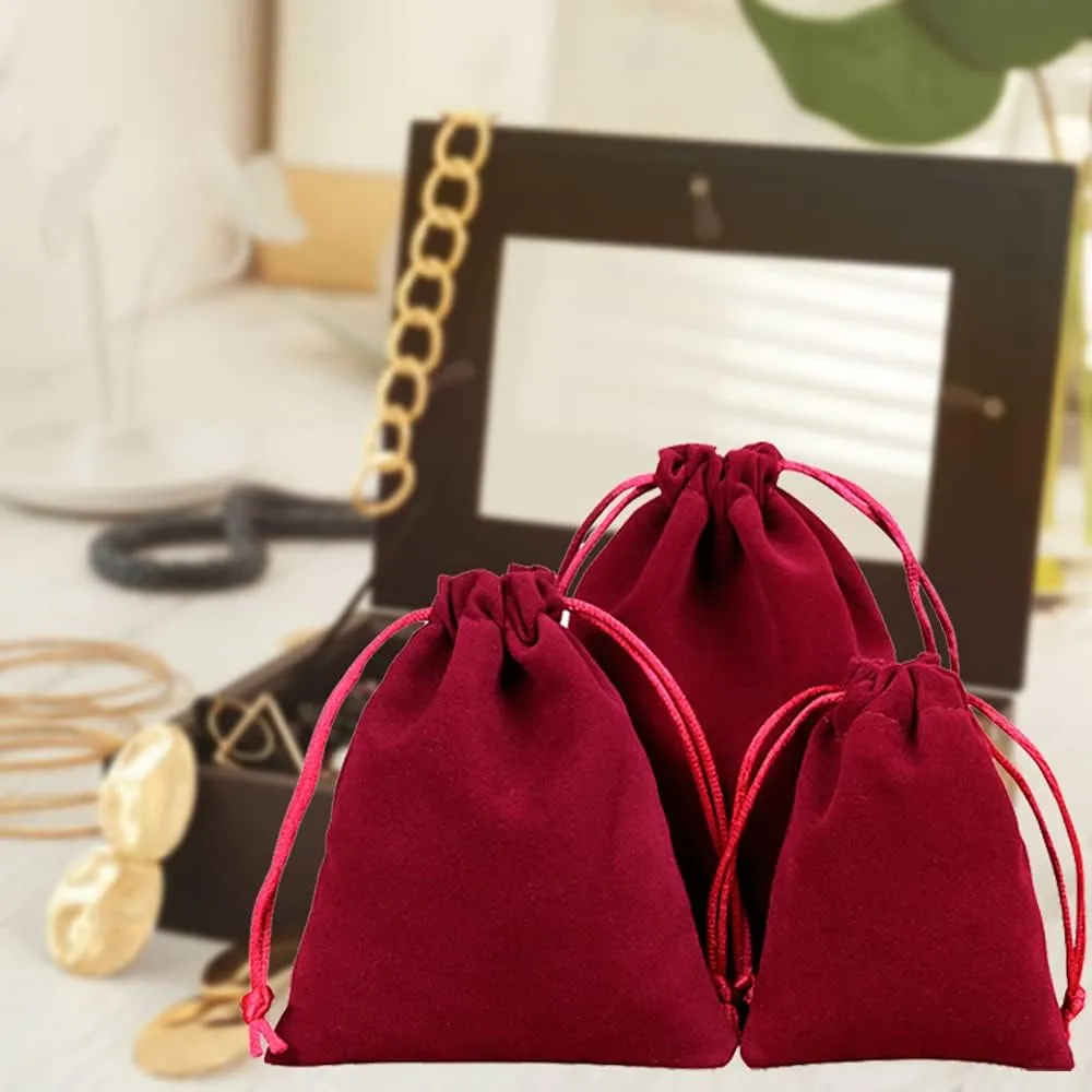 TopTie Custom 50 PCS Velvet Gift Wrap Bags with Drawstrings, 2.8"x3.6" Logo Print Jewelry Pouches for Wedding Favors