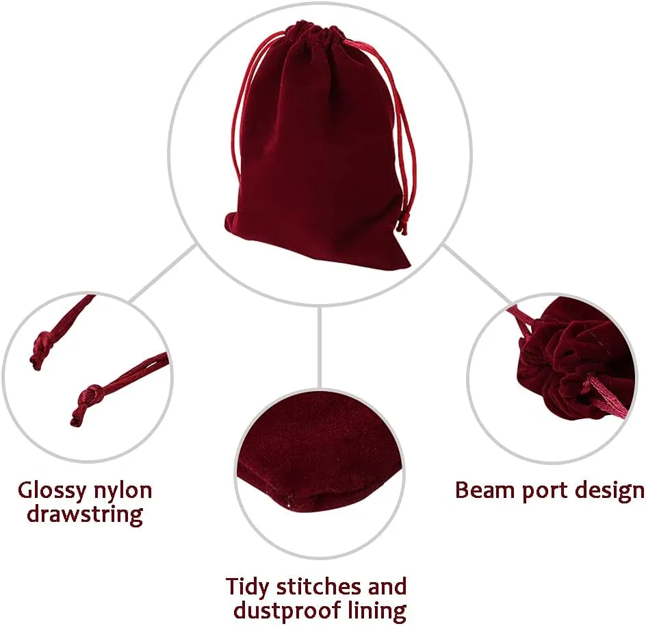 TopTie Custom 50 PCS Velvet Gift Wrap Bags with Drawstrings, 2.8"x3.6" Logo Print Jewelry Pouches for Wedding Favors