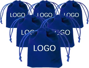 TopTie Custom 50 PCS Velvet Gift Wrap Bags with Drawstrings, 2.8"x3.6" Logo Print Jewelry Pouches for Wedding Favors