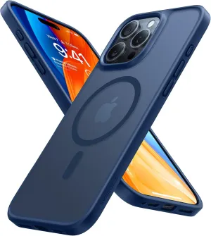 TORRAS Stronger Magnetic & Shockproof for iPhone 16 Pro Case, Military Grade Drop Protection, Compatible with MagSafe, Cover for iPhone 16 Pro Case Slim Anti-Scratch, Translucent Matte Blue