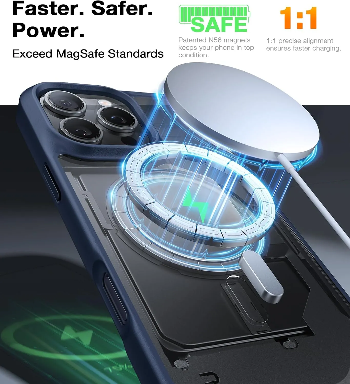 TORRAS Stronger Magnetic & Shockproof for iPhone 16 Pro Case, Military Grade Drop Protection, Compatible with MagSafe, Cover for iPhone 16 Pro Case Slim Anti-Scratch, Translucent Matte Blue