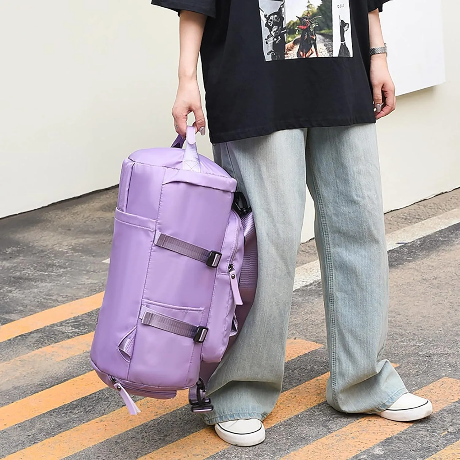 Tote Bag For Women Light Foldable Unisex Sport Backpack Handbags Day pack Weekend Travel Fitness Duffle Bag Overnight Bags D