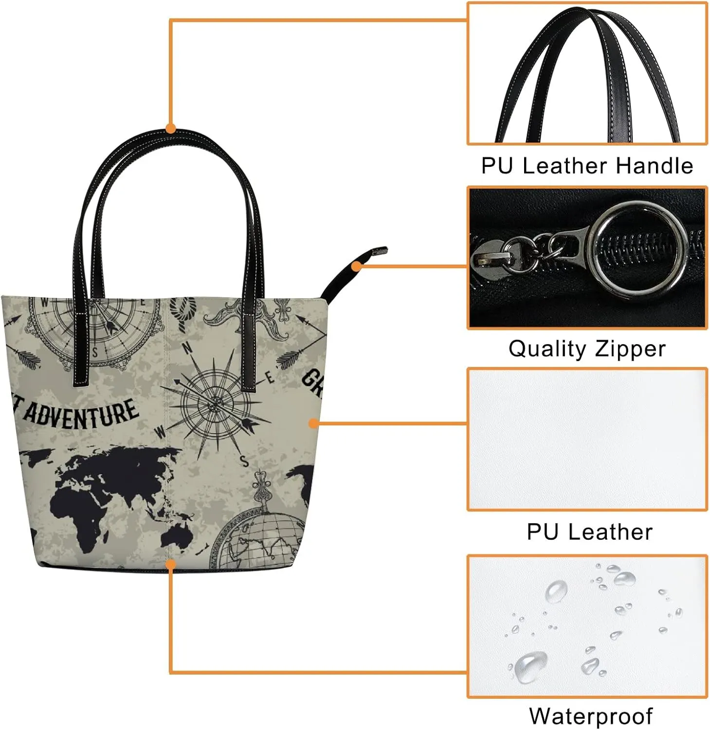 Tote Bag for Women PU Leather Handbags Women's Crossbody Handbags Work Tote Bags for Women Coachbags Tote Bag with Zipper