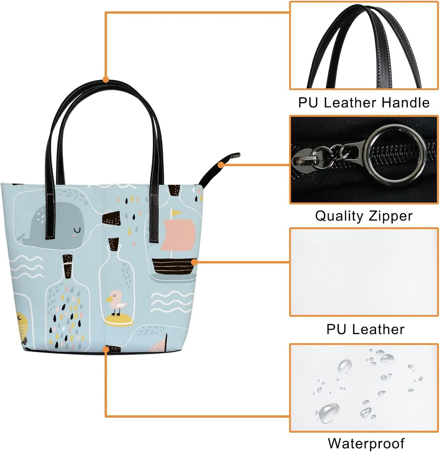 Tote Bag for Women PU Leather Handbags Women's Crossbody Handbags Work Tote Bags for Women Coachbags Tote Bag with Zipper