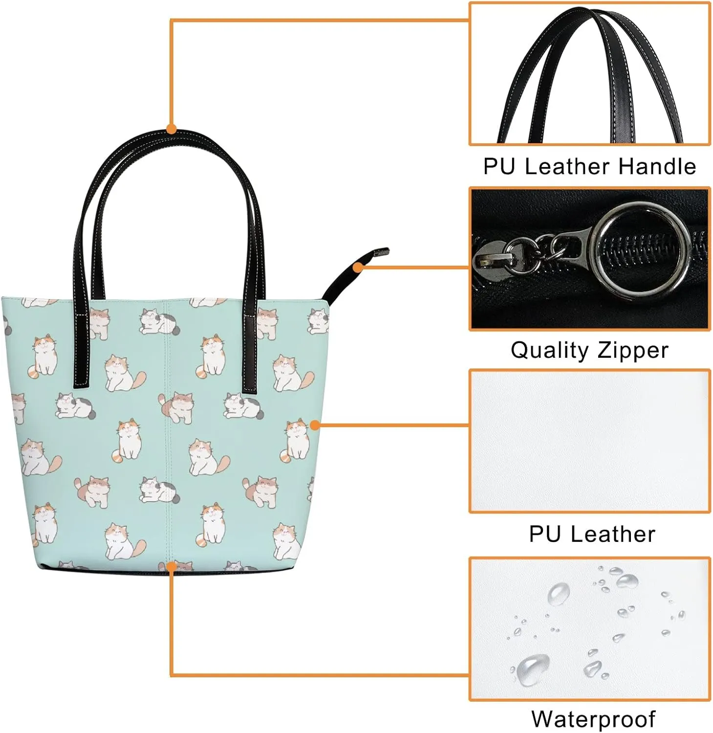 Tote Bag for Women PU Leather Handbags Women's Crossbody Handbags Work Tote Bags for Women Coachbags Tote Bag with Zipper