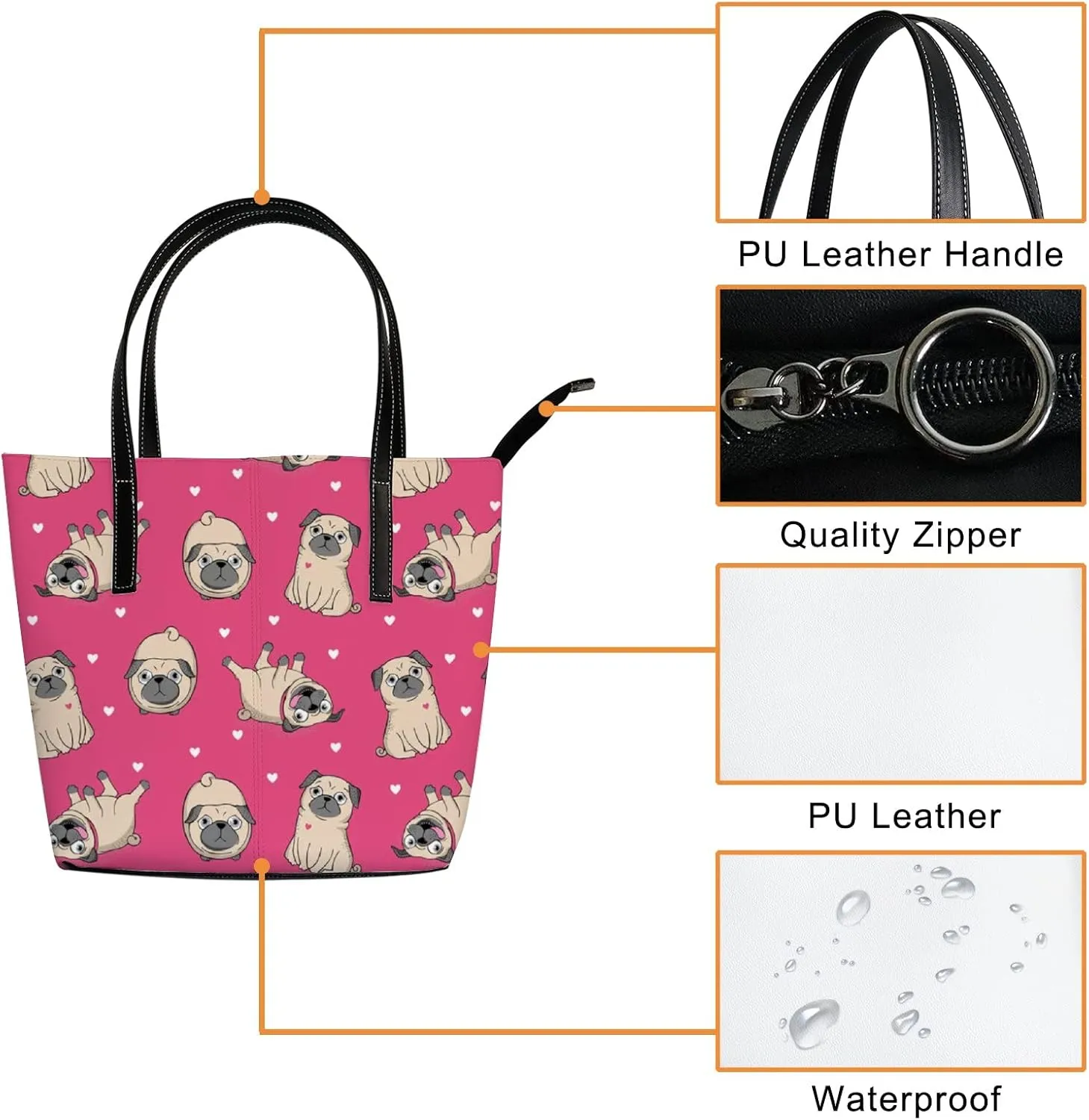 Tote Bag for Women PU Leather Handbags Women's Crossbody Handbags Work Tote Bags for Women Coachbags Tote Bag with Zipper