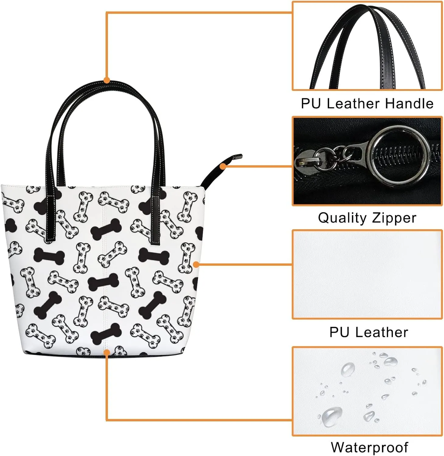 Tote Bag for Women PU Leather Handbags Women's Crossbody Handbags Work Tote Bags for Women Coachbags Tote Bag with Zipper