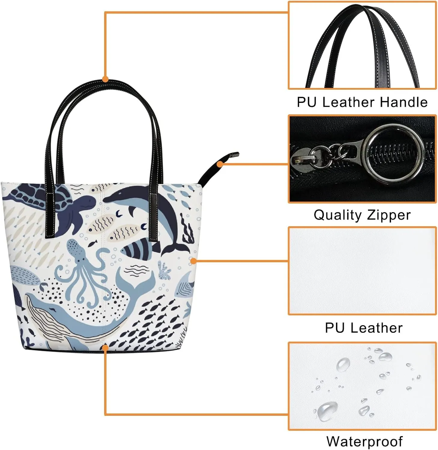 Tote Bag for Women PU Leather Handbags Women's Crossbody Handbags Work Tote Bags for Women Coachbags Tote Bag with Zipper