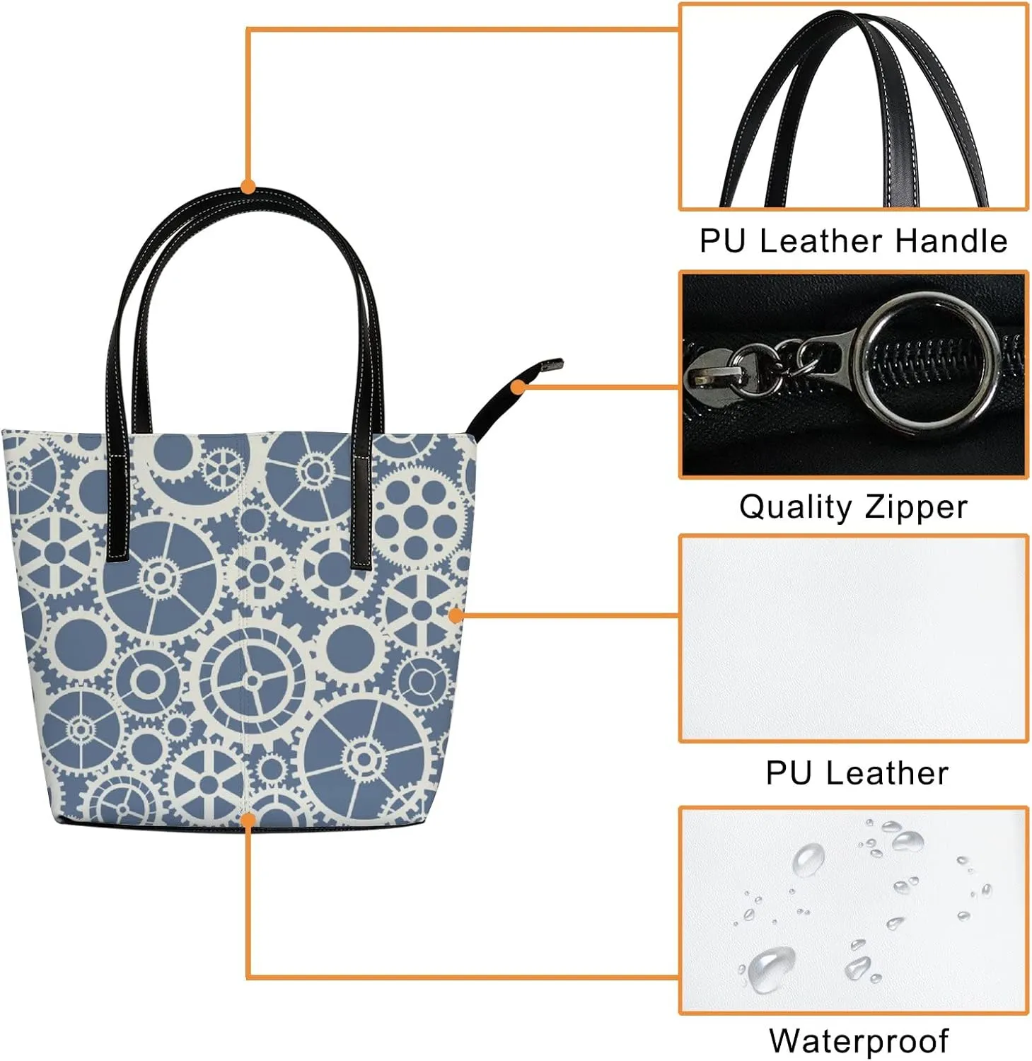 Tote Bag for Women PU Leather Handbags Women's Crossbody Handbags Work Tote Bags for Women Coachbags Tote Bag with Zipper