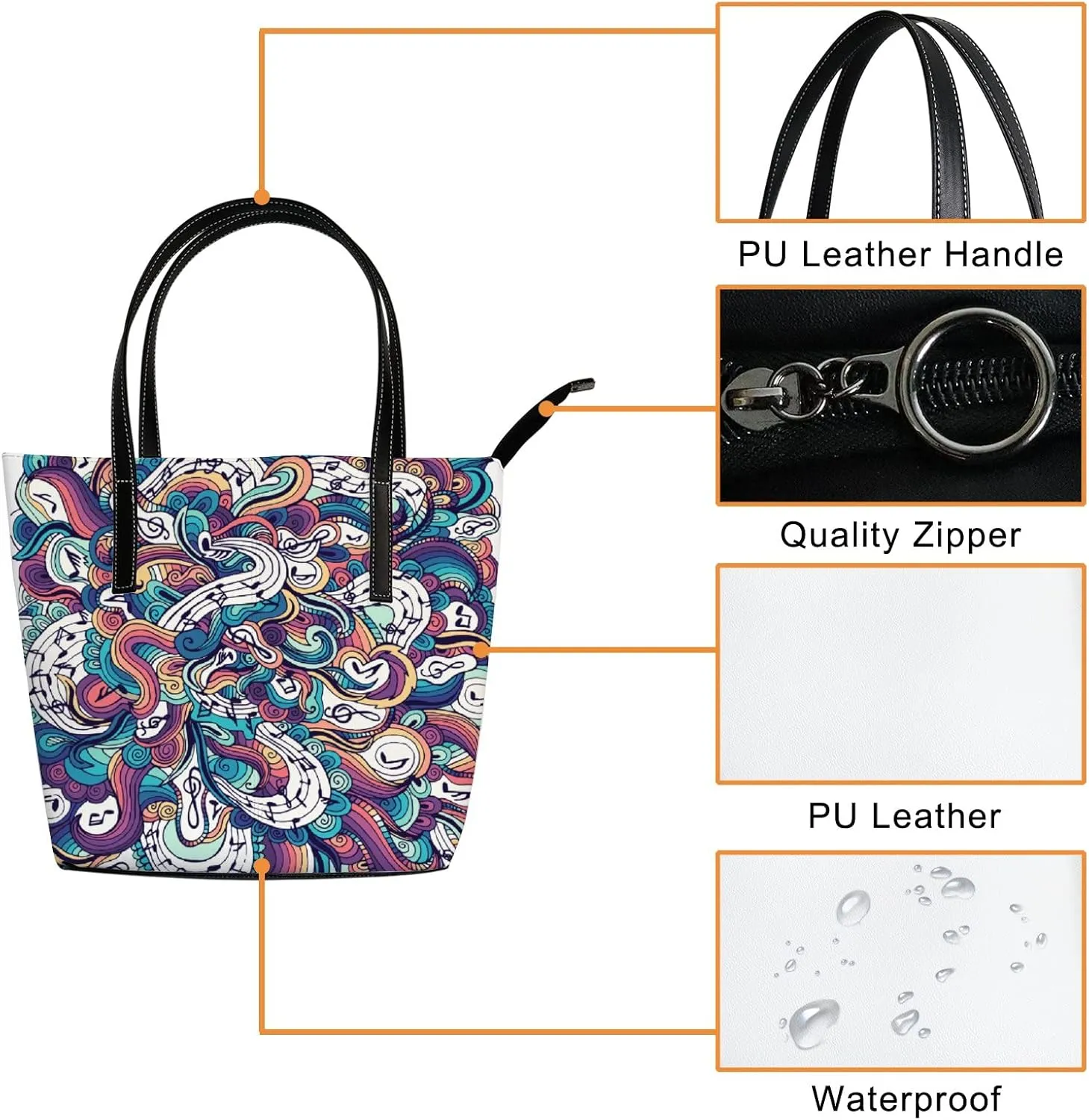 Tote Bag for Women PU Leather Handbags Women's Crossbody Handbags Work Tote Bags for Women Coachbags Tote Bag with Zipper