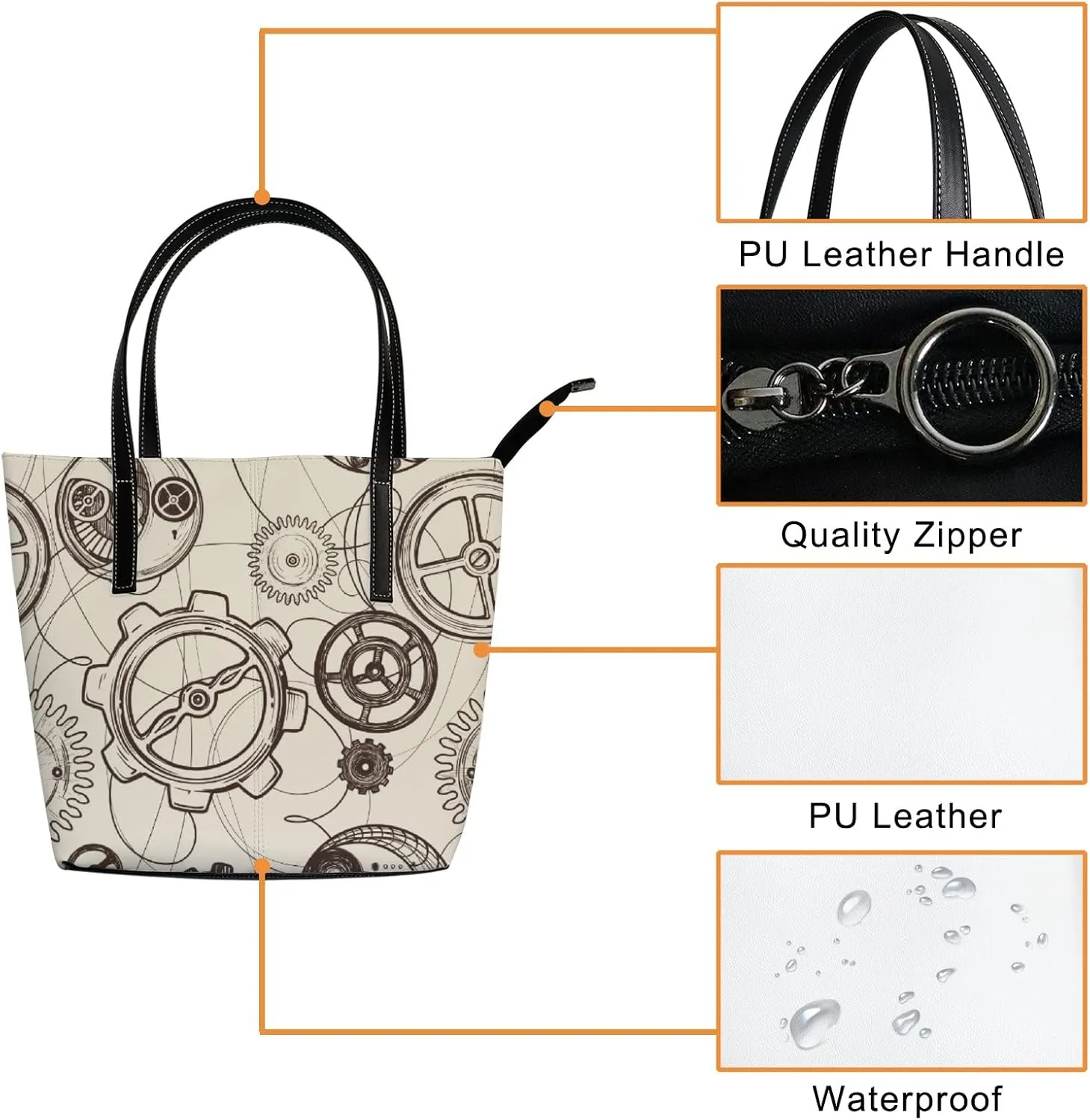 Tote Bag for Women PU Leather Handbags Women's Crossbody Handbags Work Tote Bags for Women Coachbags Tote Bag with Zipper
