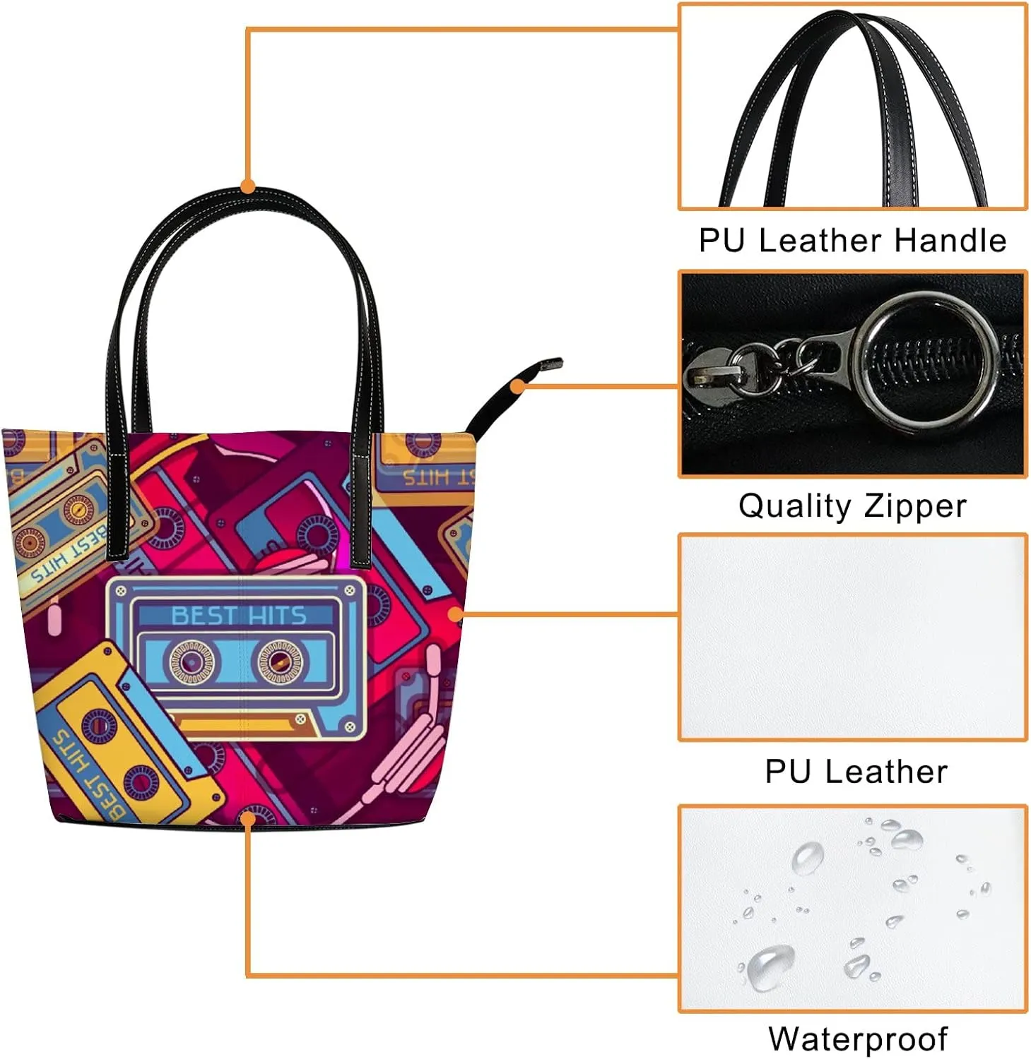 Tote Bag for Women PU Leather Handbags Women's Crossbody Handbags Work Tote Bags for Women Coachbags Tote Bag with Zipper