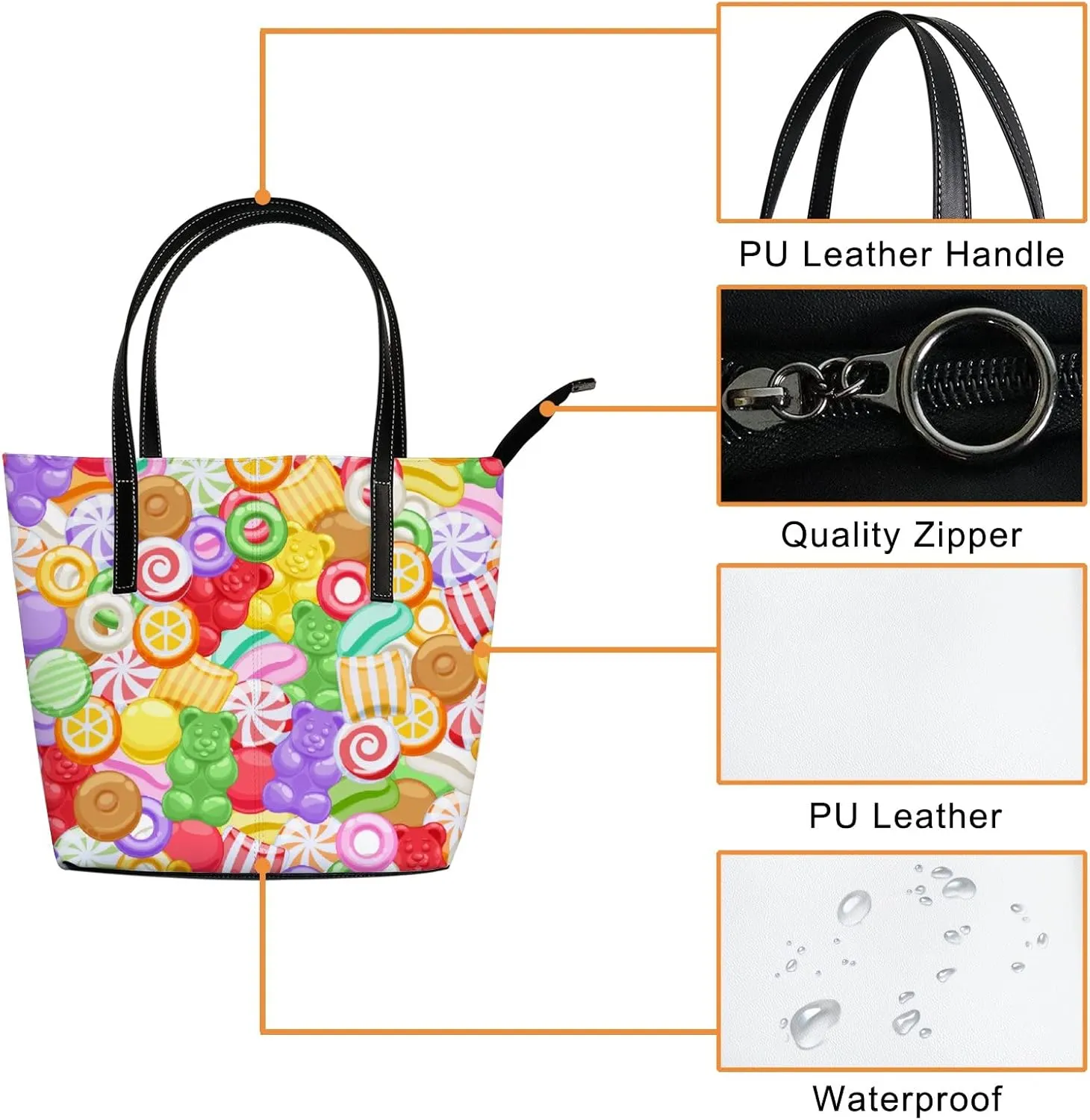 Tote Bag for Women PU Leather Handbags Women's Crossbody Handbags Work Tote Bags for Women Coachbags Tote Bag with Zipper