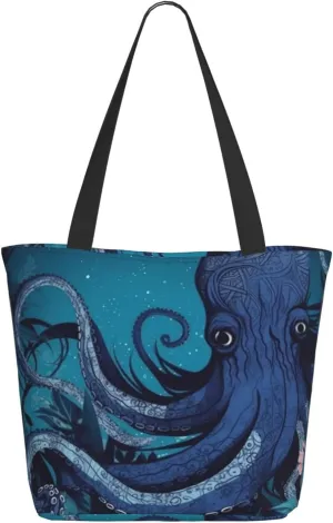Tote Bag for Women Purse and Handbags Tote Shoulder Shopping Bag Blue octopus tentacles illustration Messenger Bag