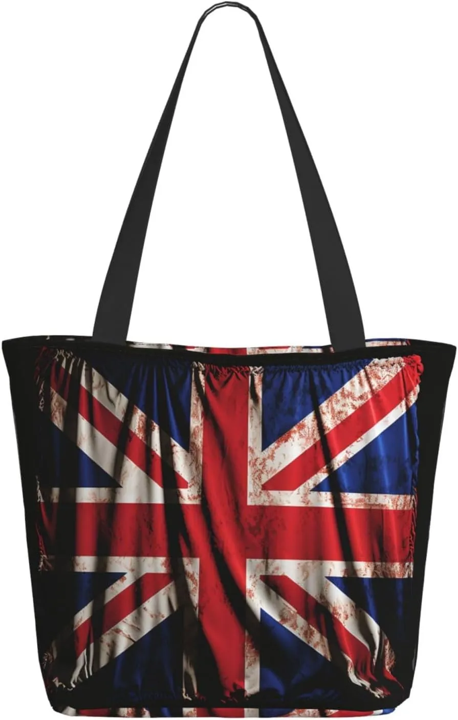 Tote Bag for Women Purse and Handbags Tote Shoulder Shopping Bag British flag on black background Messenger Bag