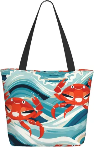 Tote Bag for Women Purse and Handbags Tote Shoulder Shopping Bag Crab with Glasses Messenger Bag