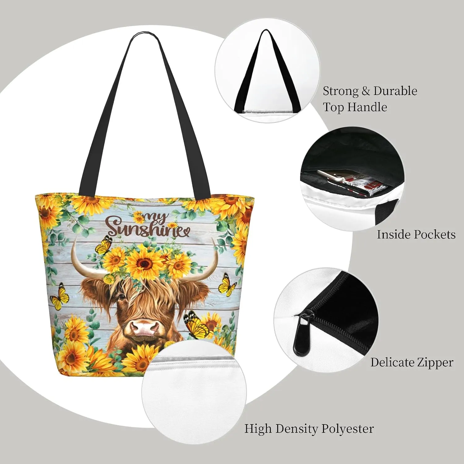 Tote Bag for Women Reusable Shopping Tote Bag Zippered Inspirational Scripture Shoulder Bags