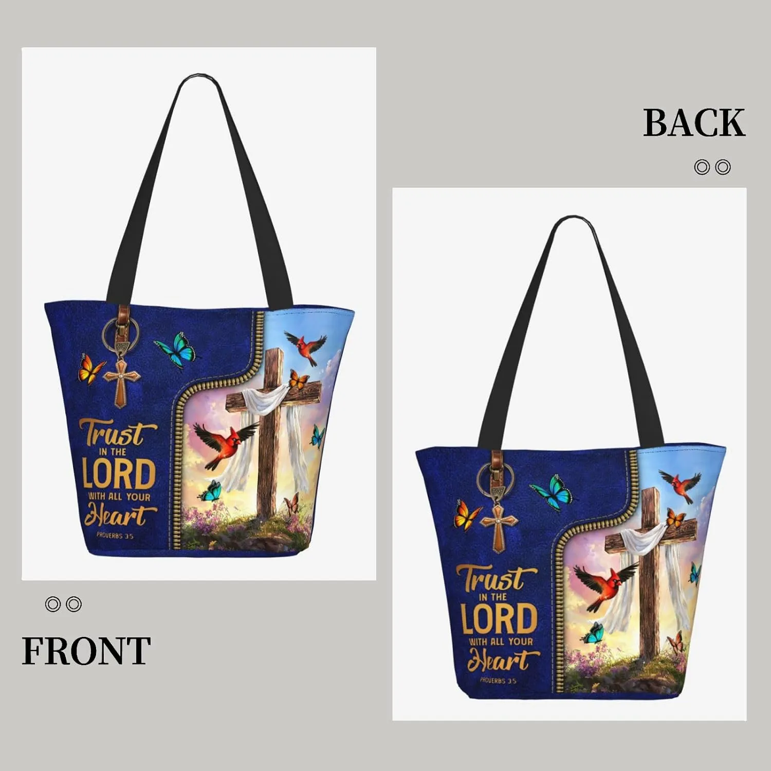 Tote Bag for Women Reusable Shopping Tote Bag Zippered Inspirational Scripture Shoulder Bags
