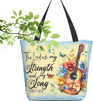 Tote Bag for Women Reusable Shopping Tote Bag Zippered Inspirational Scripture Shoulder Bags
