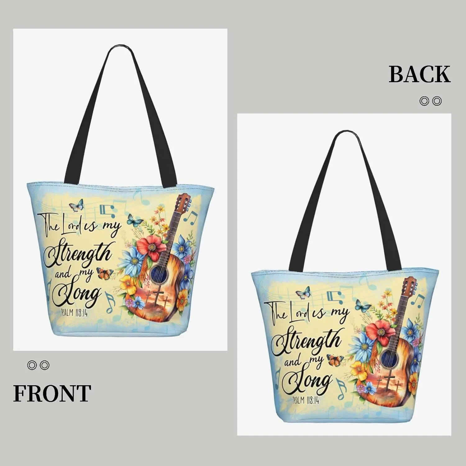 Tote Bag for Women Reusable Shopping Tote Bag Zippered Inspirational Scripture Shoulder Bags
