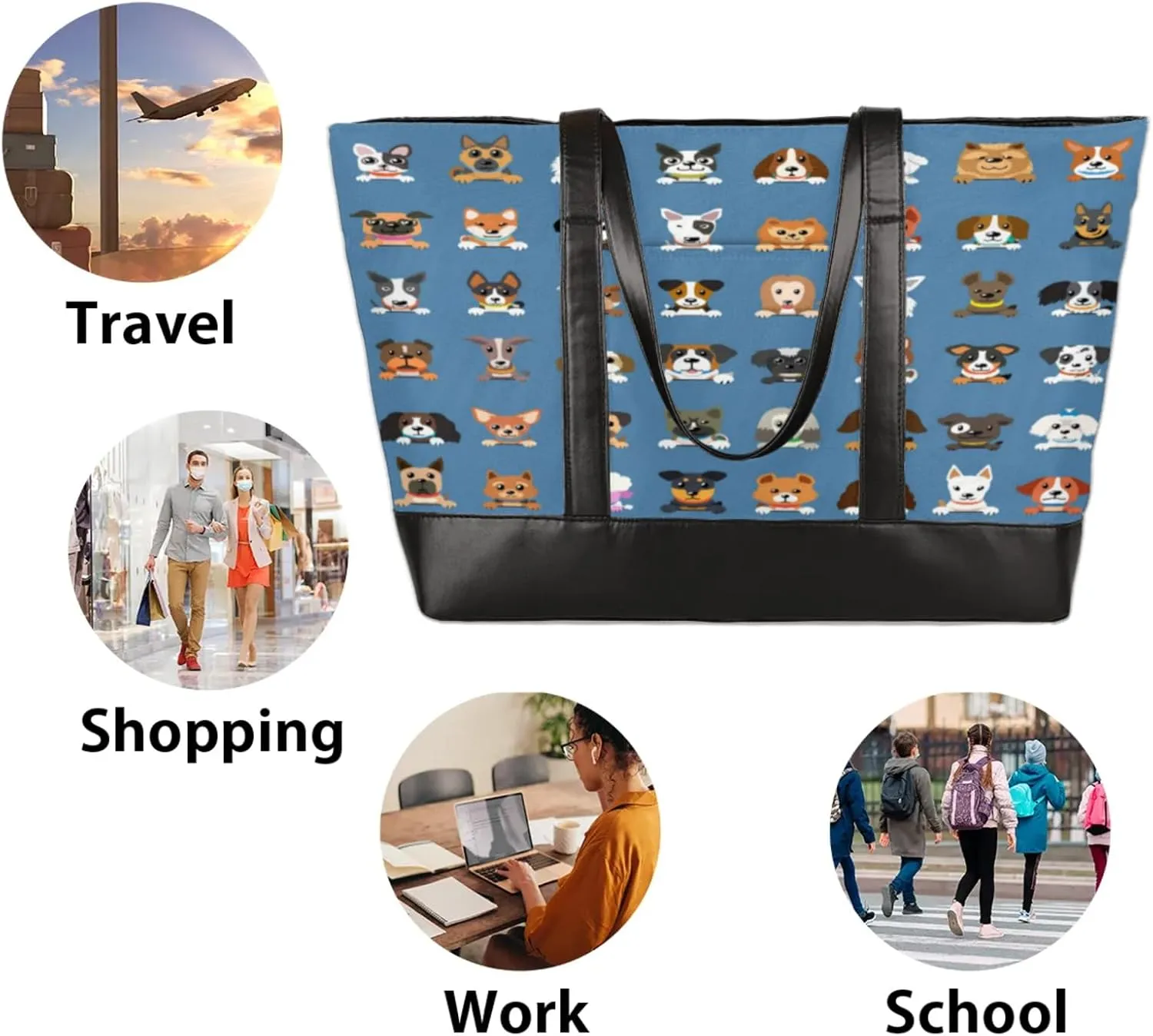 Tote Bag for Women with Zipper, Laptop Tote Bags Laptop Sleeve Case Shoulder Bag Messenger Bags