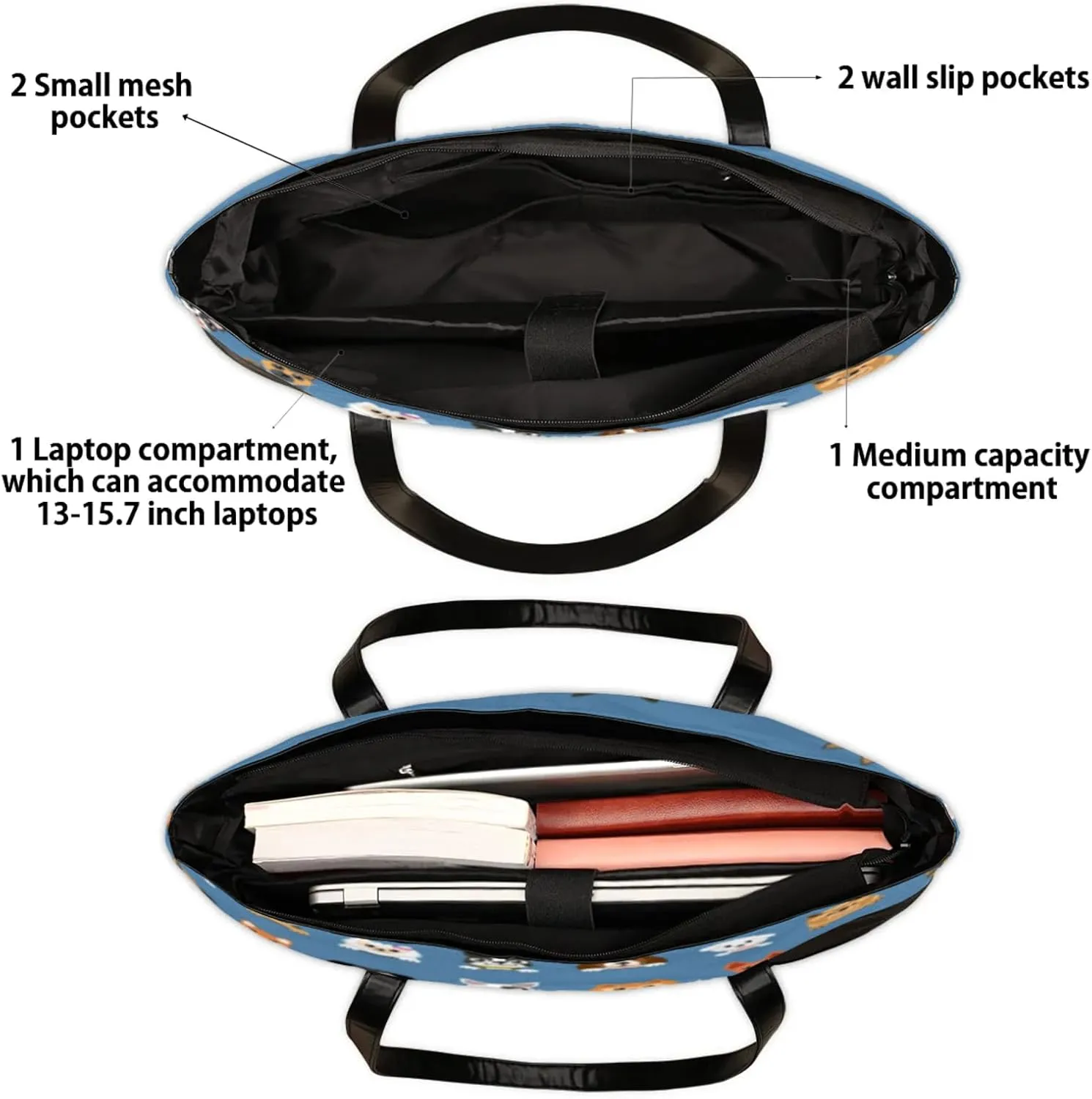 Tote Bag for Women with Zipper, Laptop Tote Bags Laptop Sleeve Case Shoulder Bag Messenger Bags