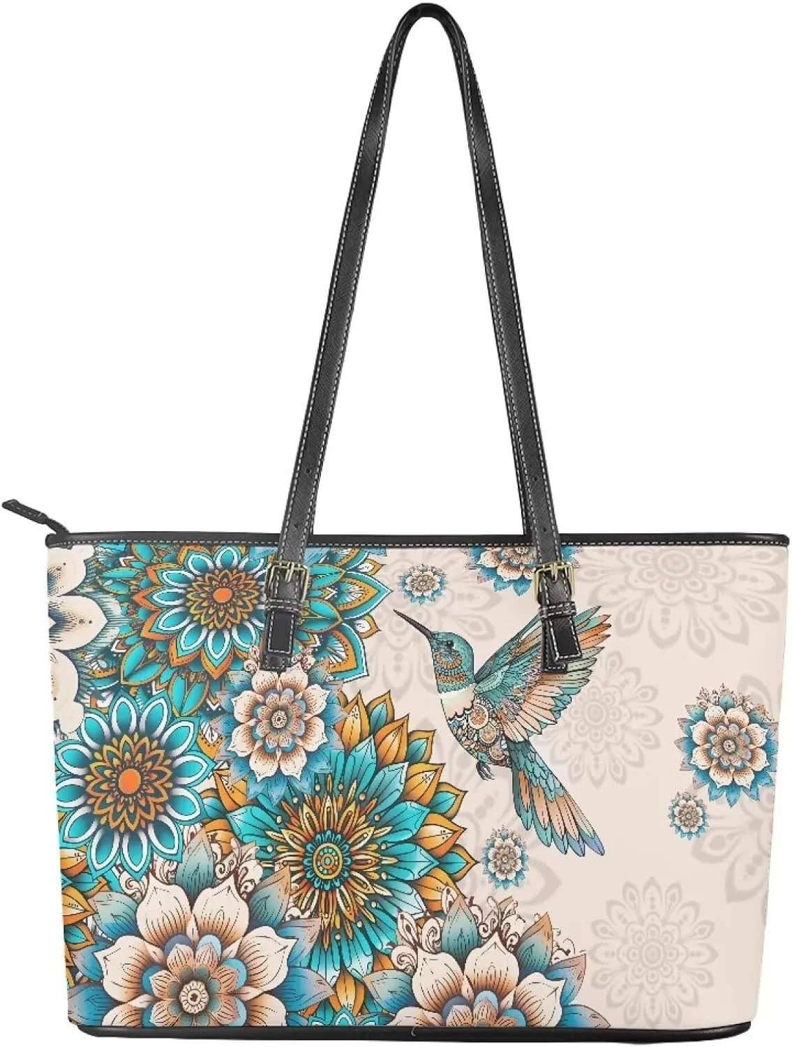 Tote Bag for Women Zipper Shoulder Bag Faux Leather Purses