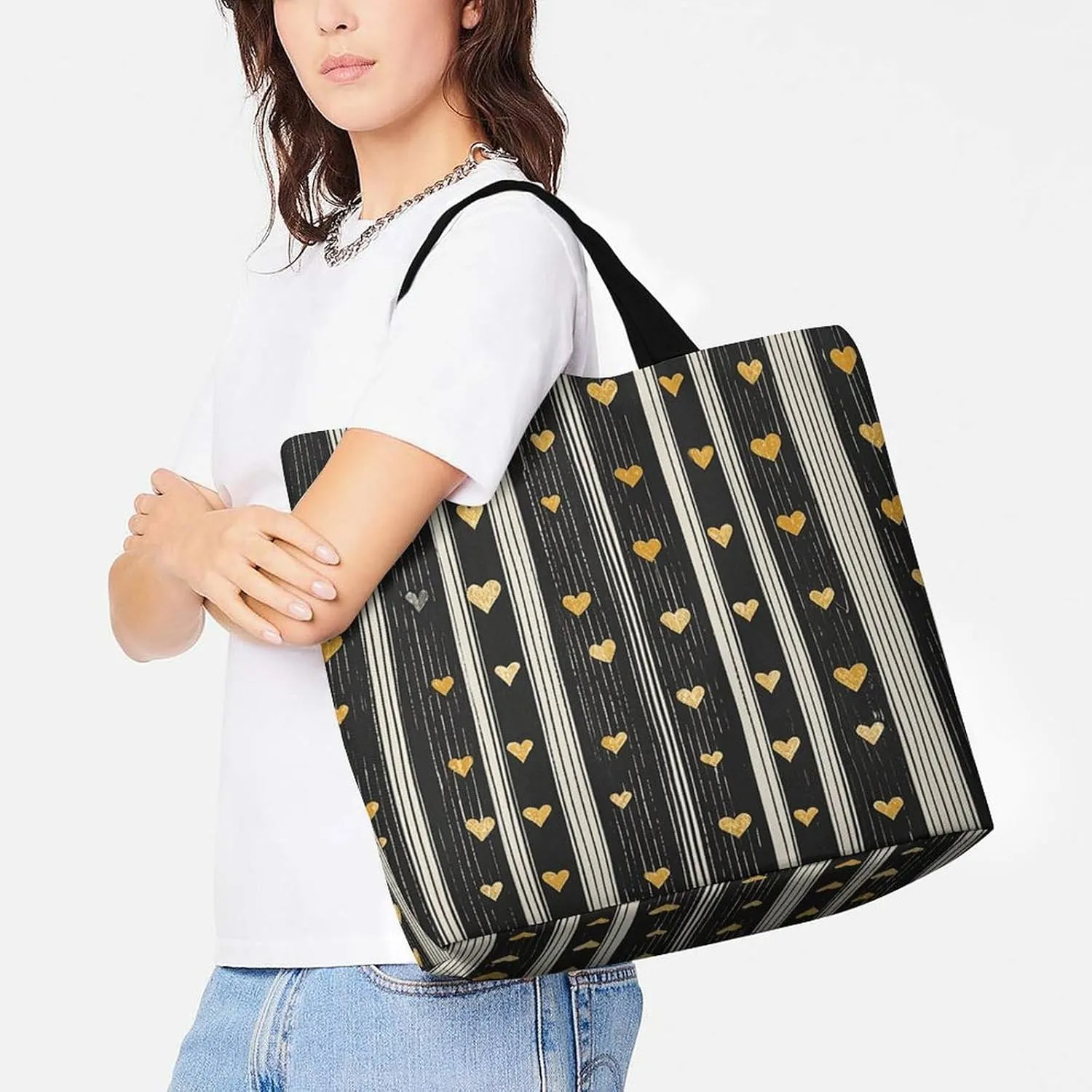 Tote Bag Reusable Grocery Bag Foldable Shopping Bag Blue White Coral Shoulder Bag Canvas Tote Bag for Travel Work
