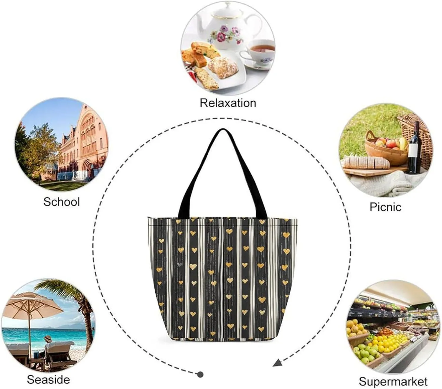 Tote Bag Reusable Grocery Bag Foldable Shopping Bag Extra Large Shoulder Bag Blue White Coral Tote Bag for Travel