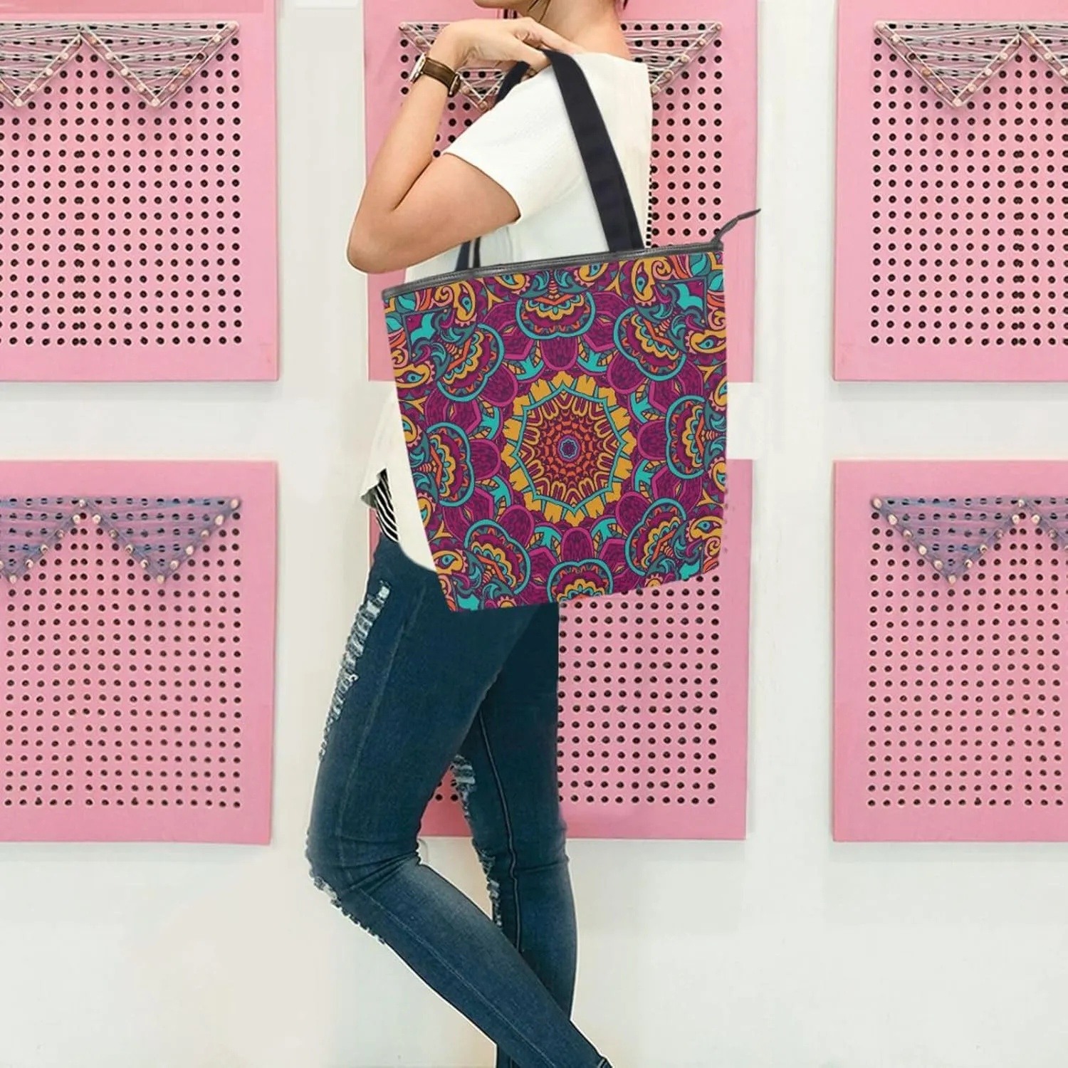 Tote Bags for Women Canvas Tote Purse Shoulder Bags with Pockets Top Handle Shoulder Handbags Tote Bag Pattren 1