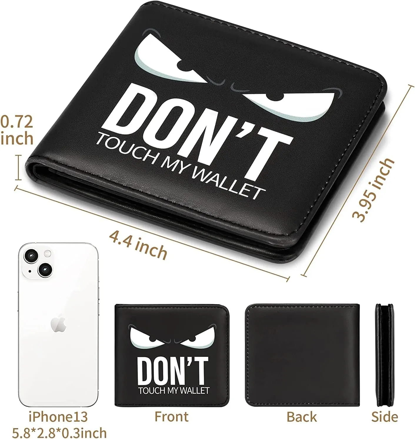 Toyuma Leather Wallet for Boys Wallets for Girls Kids Wallet Cute Kawaii Anime Cool Cartoon Fun Purse Credit ID Card Slim Bifold Small Coin Purses for Teens Boys Minimalist Wallet, White Eye
