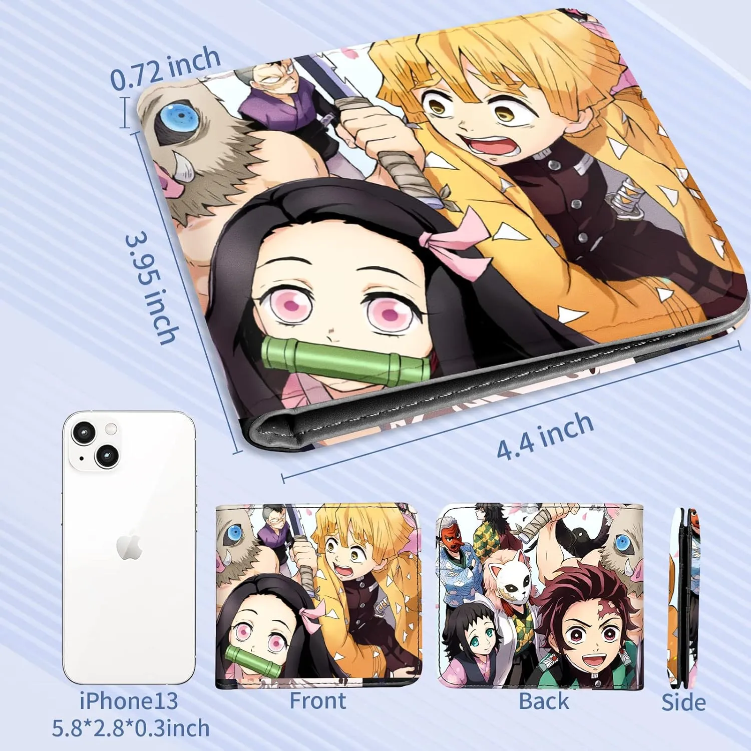 Toyuma Leather Wallet for Teen Boys Kids Purse Credit ID Card Cute Cartoon Kawaii Anime Cool Aesthetic Slim Bifold Small Coin Purses for Youth Men Minimalist Wallet, Two Girls